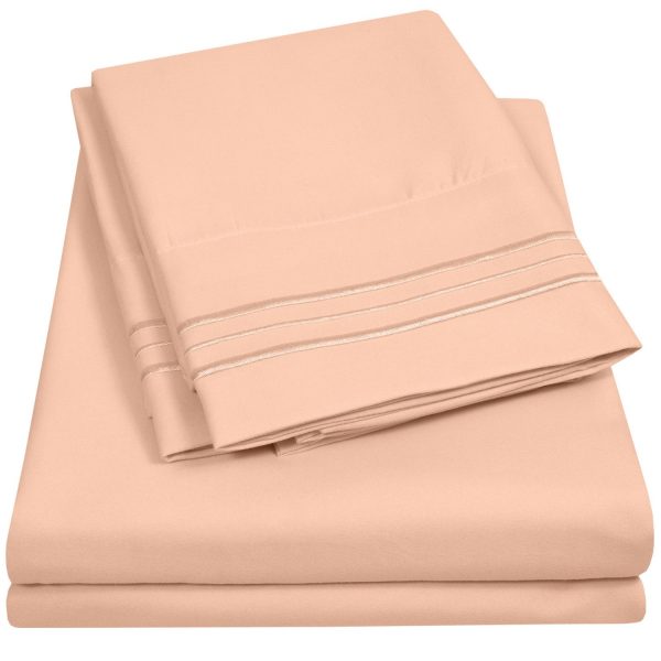 1500 Supreme Collection Sheet Sets Peach - Luxury Hotel Bed Sheets and Pillowcase Set For Mattress - Extra Soft, Elastic Corner Straps, Deep Pocket Sheets, Peach Online now