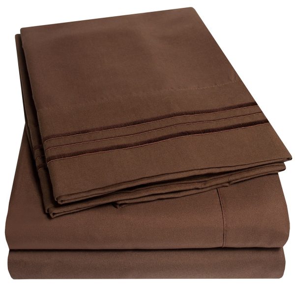 1500 Supreme Collection Sheet Sets Brown - Luxury Hotel Bed Sheets and Pillowcase Set For Mattress - Extra Soft, Elastic Corner Straps, Deep Pocket Sheets, Brown For Cheap