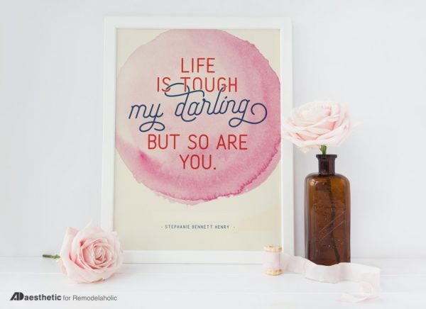 Watercolor Printable Wall Art Quote: Life is Tough, But So Are You For Discount - Image 2